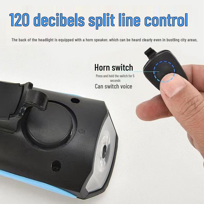 Rechargeable High-Brightness Bicycle Horn and Headlight for Night Riding, Road, and Mountain Bike Cycling
