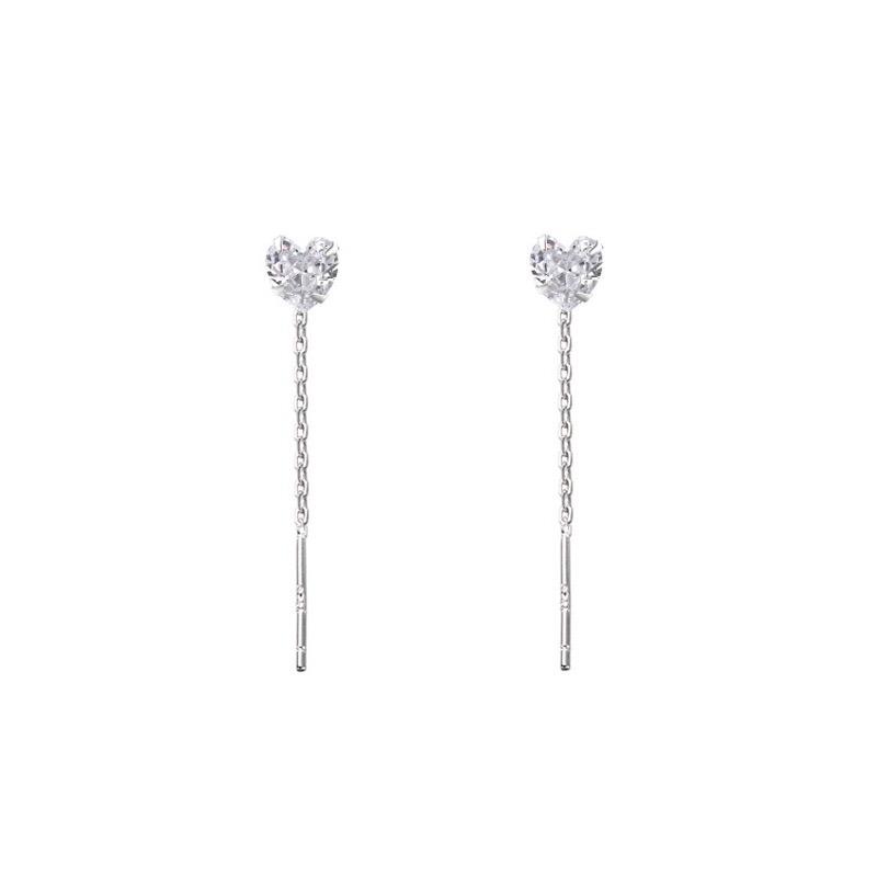 925 Sterling Silver Earrings For Women Trendy Geometric Zircon Long Chain Earring Jewelry Prevent Allergy Party Gift Accessories