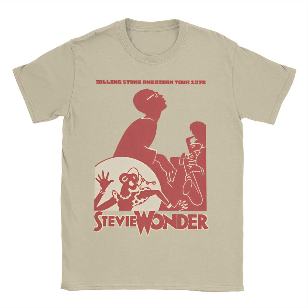 Herren 2025 Heißer Sommerverkauf STEVIE WONDER T-Shirt Reine Baumwolle Kleidung Neuheit Kurzarm O-Ausschnitt T-Shirts Sommer T-Shirt