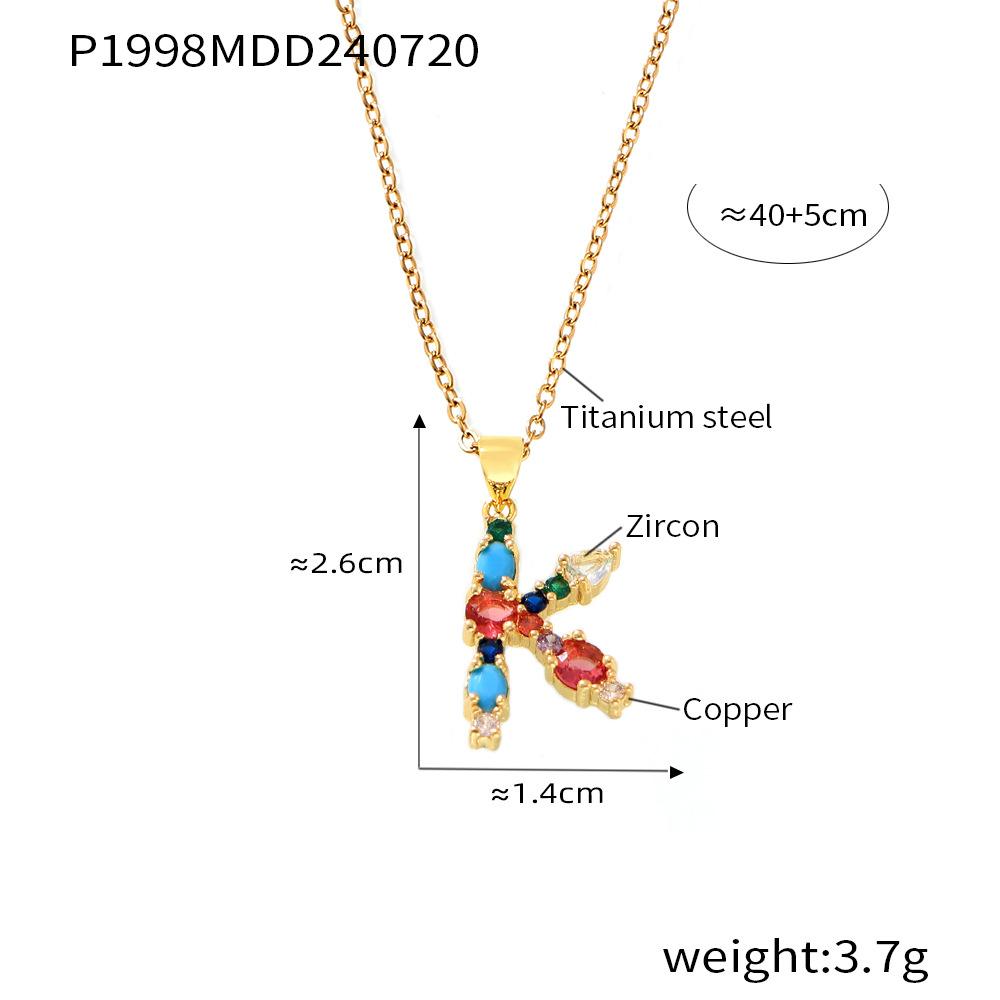 Zircon colorat cu microincrustație de cupru 26 de litere englezești, pandantiv individual personalizat, nișă, lanț clavicular hip-hop