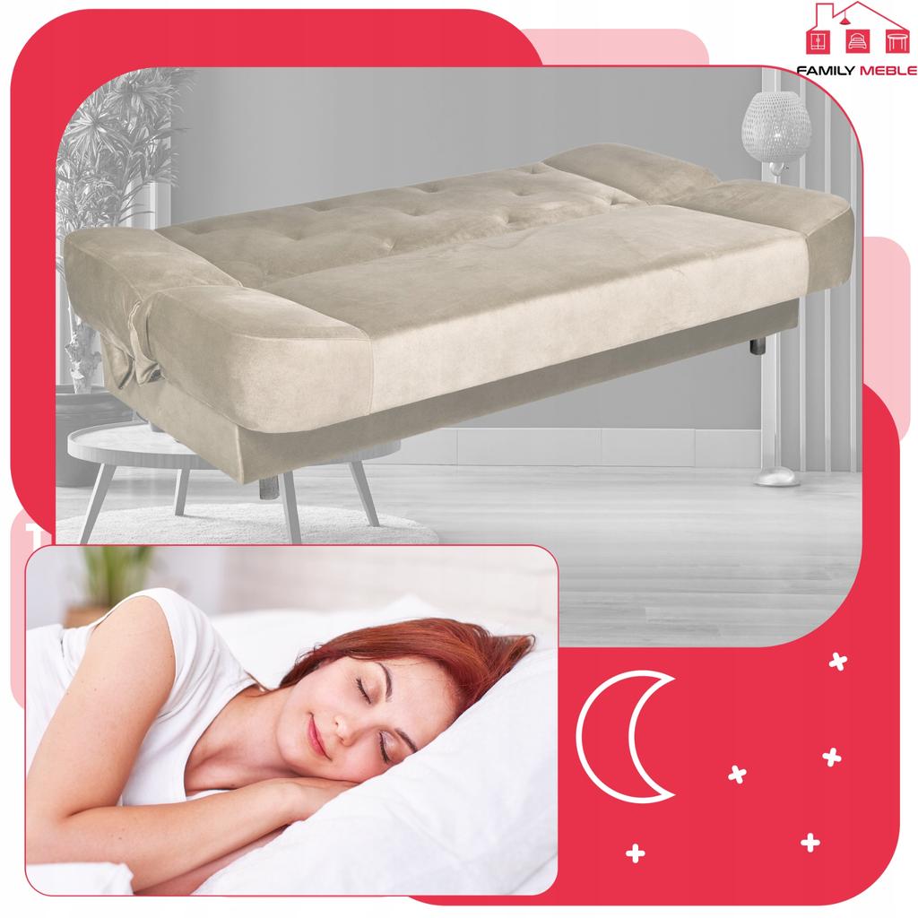 Kanapa sofa Sara Karo rozkładana wersalka spania bonell łóżko Family meble