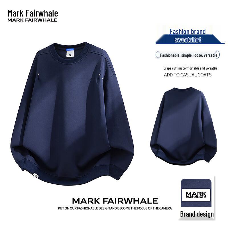 MARK FAIRWHALE Men's Casual Loose Fit Crewneck Sweatshirt