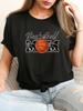 Basketball Pattern Crew Neck T-Shirt, Casual Short Sleeve T-Shirt, Women's Clothing