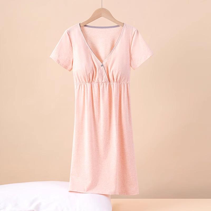 Plus Size Cotton Maternity Nightgown - Thin, Casual, and Nursing-Friendly