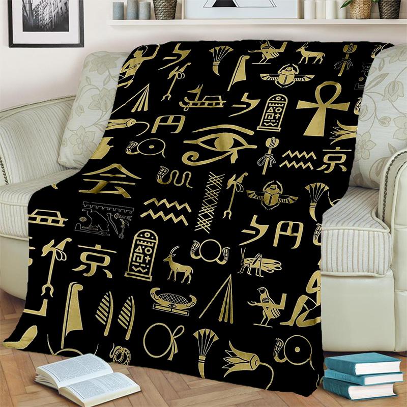 3D Egyptian Pharaoh Hieroglyphics Symbol Blanket,Soft Throw Blanket for Home Bedroom Bed Sofa Picnic Travel Office Cover Blanket