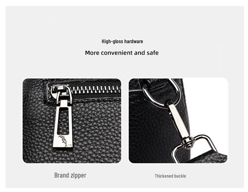 Women's Genuine Leather Lychee Pattern Shoulder Crossbody Bag - Versatile Small Square Design