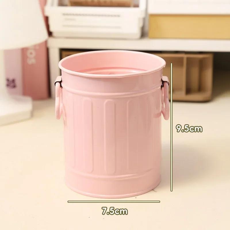 

1PC Desktop plastic large-capacity storage barrel makeup brush storage barrel American retro ornaments storage tube рожевий