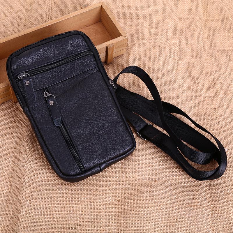 Men's Large Capacity Crossbody Waist Bag - Multi-functional Cowhide Phone Bag with Lanyard, Wearable On Belt for Returning Customers