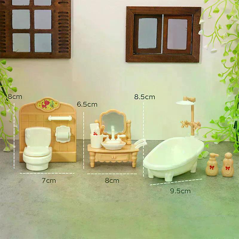 1set 1:12 Dollhouse Miniature Bathtub Toilet Sink Bathroom Set Furniture Home Model Decor Toy Doll House