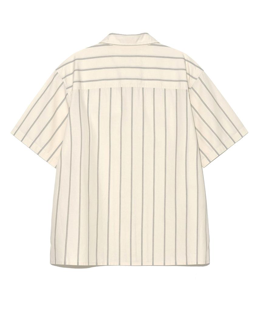LEE Striped Linen Short Sleeve Shirt Ivory