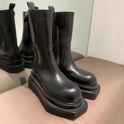 Mode 2025 Neue Damen Stiefeletten Mode Eckige Zehenpartie Reißverschlüsse hinten Winter Damen Flache Absätze Hohe Qualität Damen Lederstiefel Schuhe
