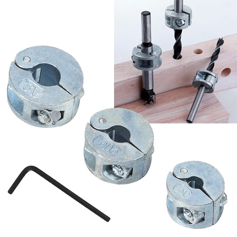 3PCS 6mm 8mm 10mm Drill Bit Stopper Collars Zinc Alloy Drilling Depth Stop Rings with Hex Wrench Open Type For Drill Bit