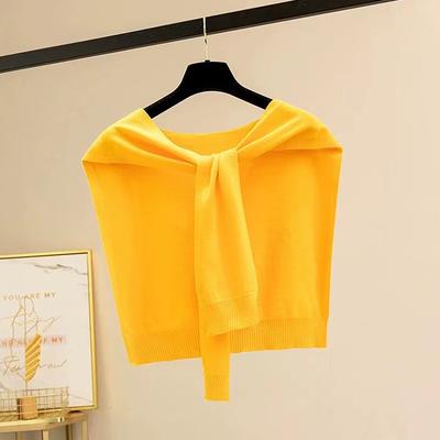 Koreaanse Gestreepte Gebreide Warme Sjaal Winter Dames Blouse Schouders Nep Kraag Cape Geknoopte Sjaal Streep Bovenkleding