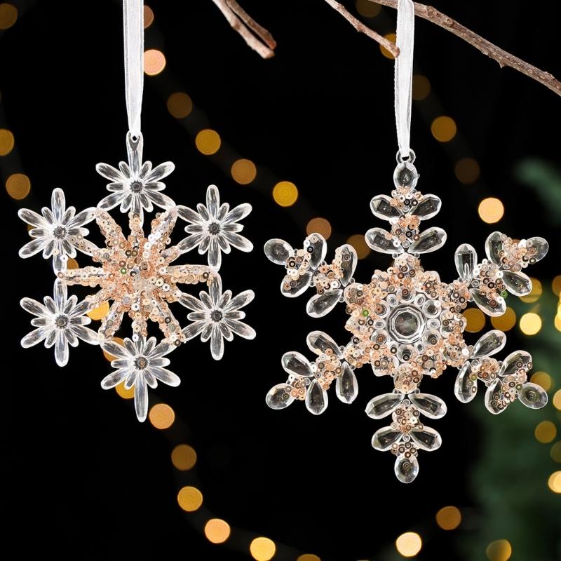 Shatterproof Acrylic Snowflakes Hanging Decorations For Indoor and Outdoor Christmas Displays