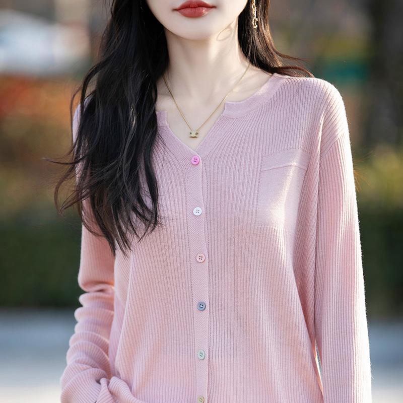 Cardigan ușor, 50% lână, 50% mătase de dud, pentru femei - tricotaje versatile pentru 4 sezoane pentru confort și stil pe tot parcursul anului