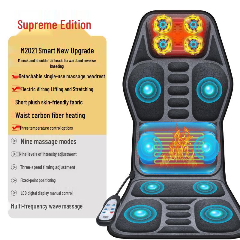 Enlong Multifunctional Heated Vibration Neck & Back Massager Cushion for Car and Home Use