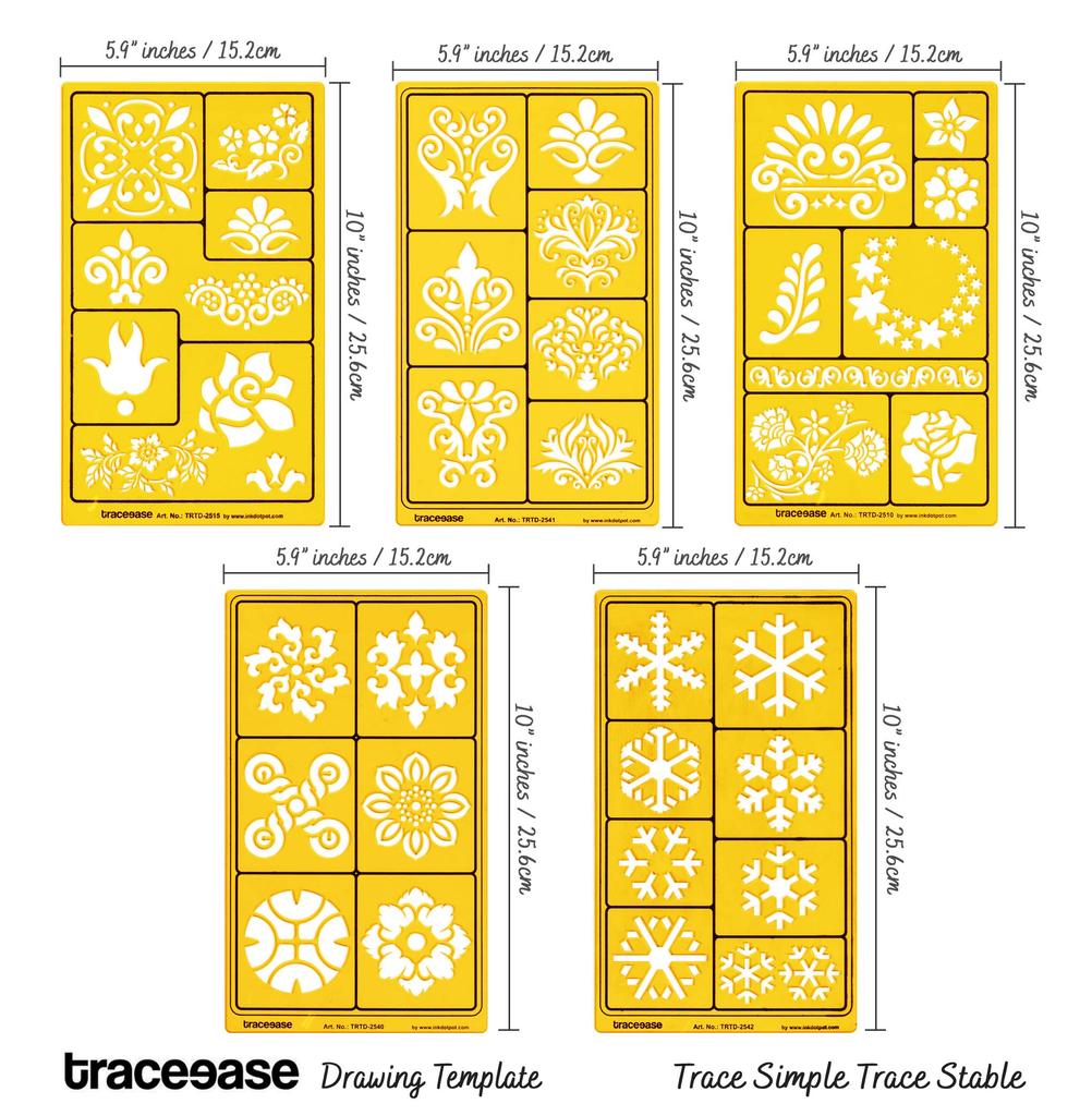 Traceease Multi-Pattern Floral Design Drawing Templates For Scrapbooking Designing Craft DIY Art Supplies, 5