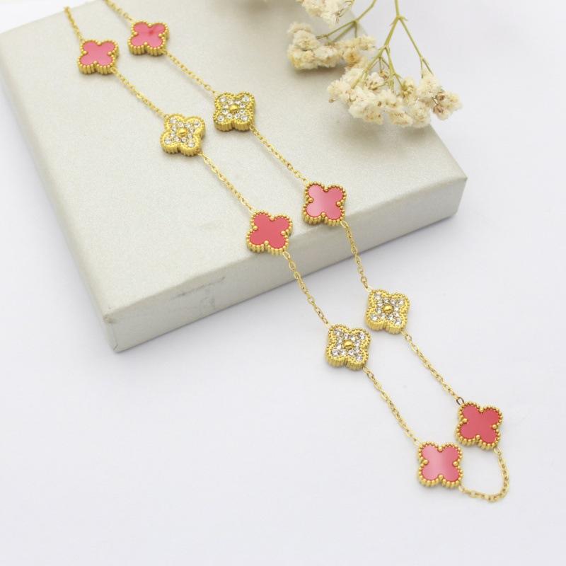10 Flower Sweater Chain Double-sided Four-leaf Clover Necklace Accessible Luxuryfashion Flower Pendant Clavicle Chain Necklace