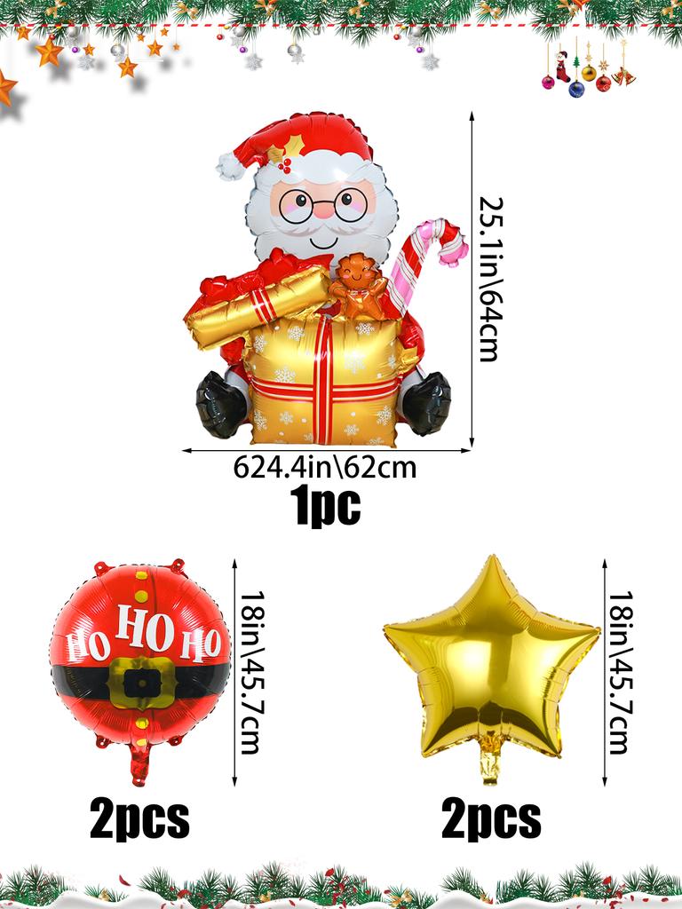 5pcs Christmas Decoration Balloons Set, Suitable for Christmas Party Decorations, New Year Decorations, Holiday Decorations