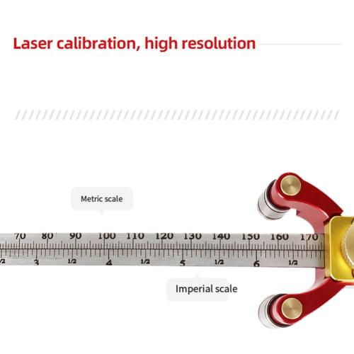 TAMOSH Woodworking Marking Ruler, Straight Arc Marking Ruler, Aluminum Alloy Precision Parallel Marking Gauge, Easy to Use Measuring Tool