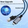 1.8m Long USB C To RJ45 Gigabit Ethernet Cable Braided Fast Speed Corded Internet Cord for Laptops Tablets
