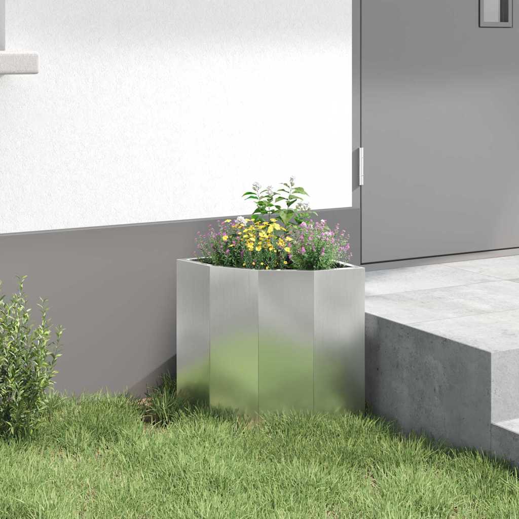 Corner Planter Silver 30 X 30 X 35 Cm Galvanized Steel
