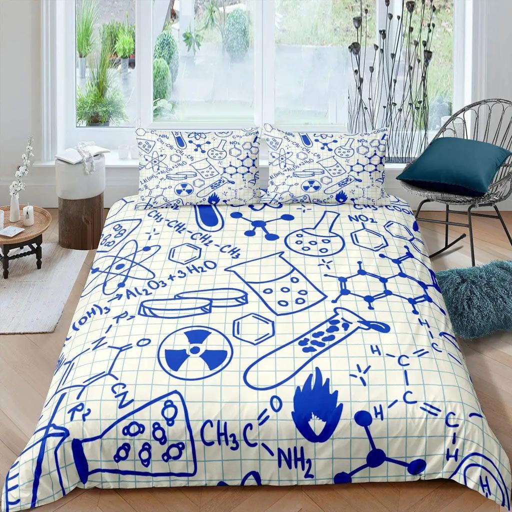 Math Equations Duvet Cover Set Hourglass Purple Galaxy Comforter Cover Physics Formula Dorm Bedding Sets Science Geometry Axis