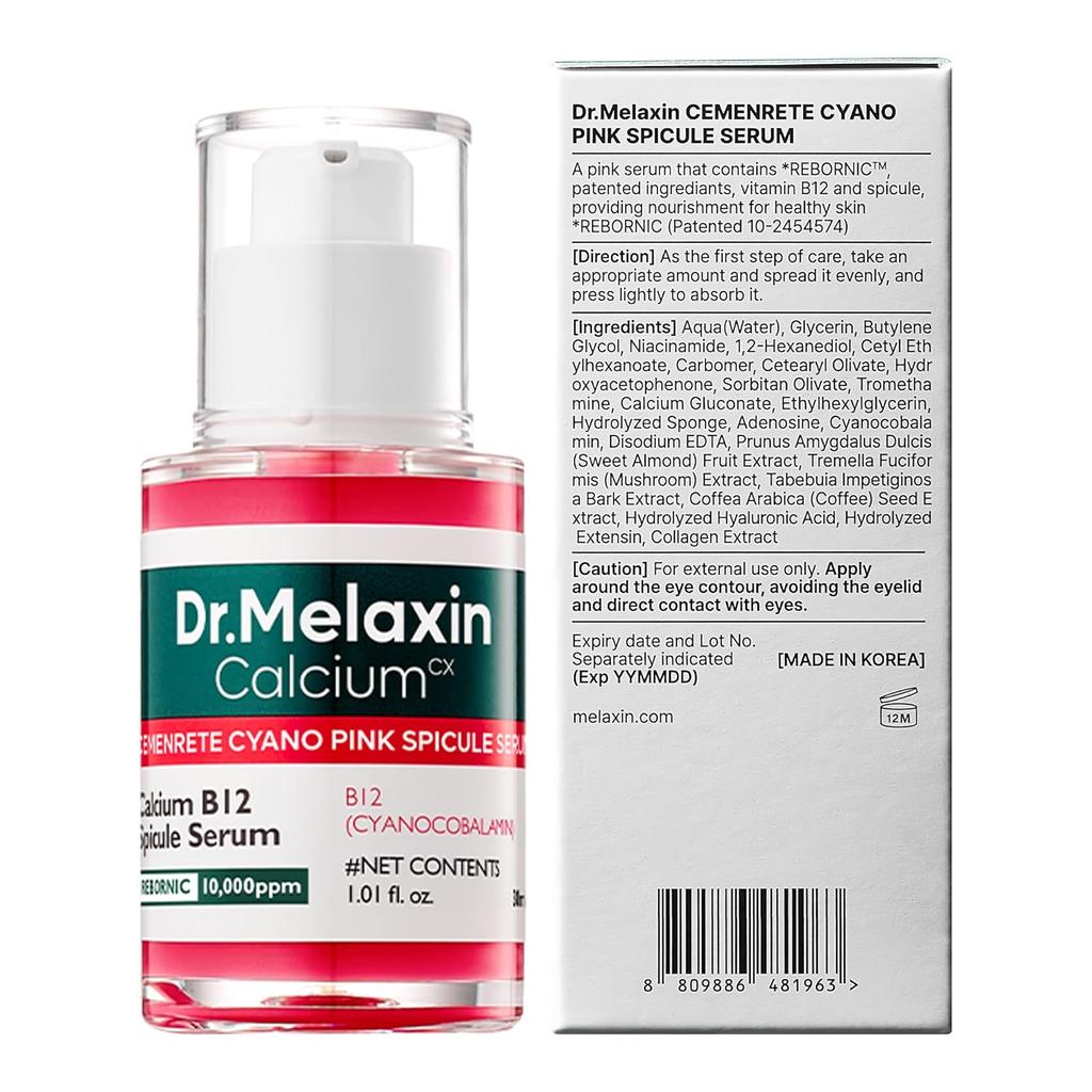 Dr.Melaxin Cemenrete Cyano Pink Spicule Serum with Calcium, korean skin care pore tightening refines spicule microneedling serum 1.01 fl. oz.