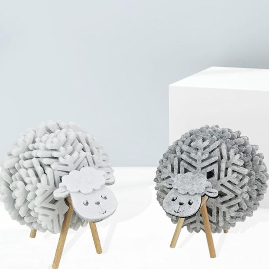 10-teiliges Filzuntersetzer-Set mit Schafhalter, saugfähiger Getränkeuntersetzer zum Schutz des Tisches, Schneeflocken-Tassenmatte aus Wollfilz für heiße Getränke, Schaf-Dekor