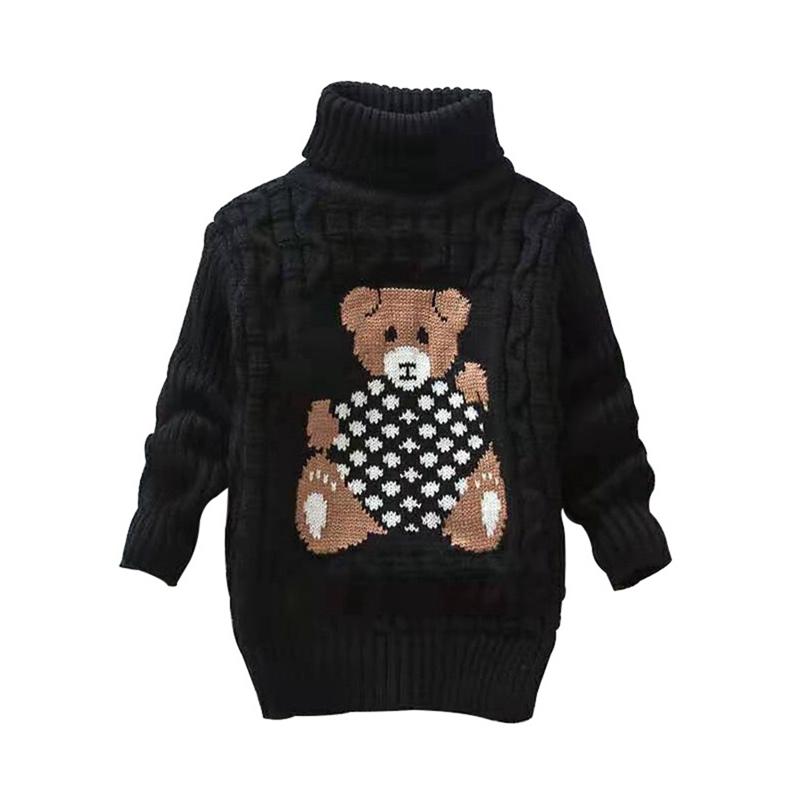 

1-12 Years Kids Turtleneck Sweater Cute Bear Embroidered Knitted Pullover 100