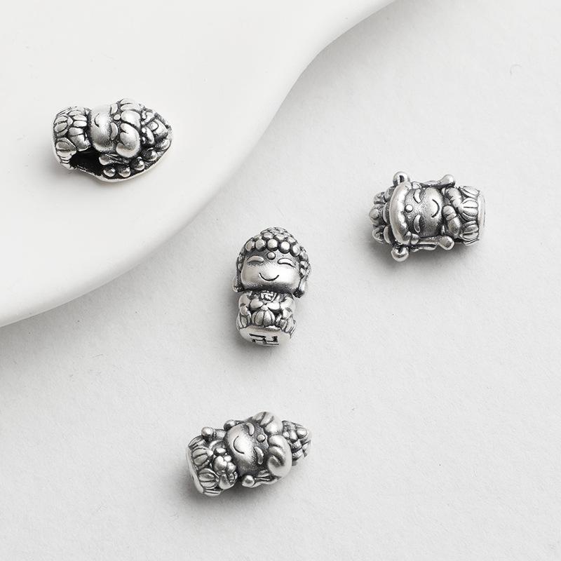 Sterling Silver Chinese Zodiac 8 Guardian Deity Spacer Beads for DIY 3D Handmade Bracelet Accessories