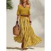 Conjunto Náutico para Vacaciones con Top de Hombros Descubiertos y Falda Larga con Abertura para Mujer