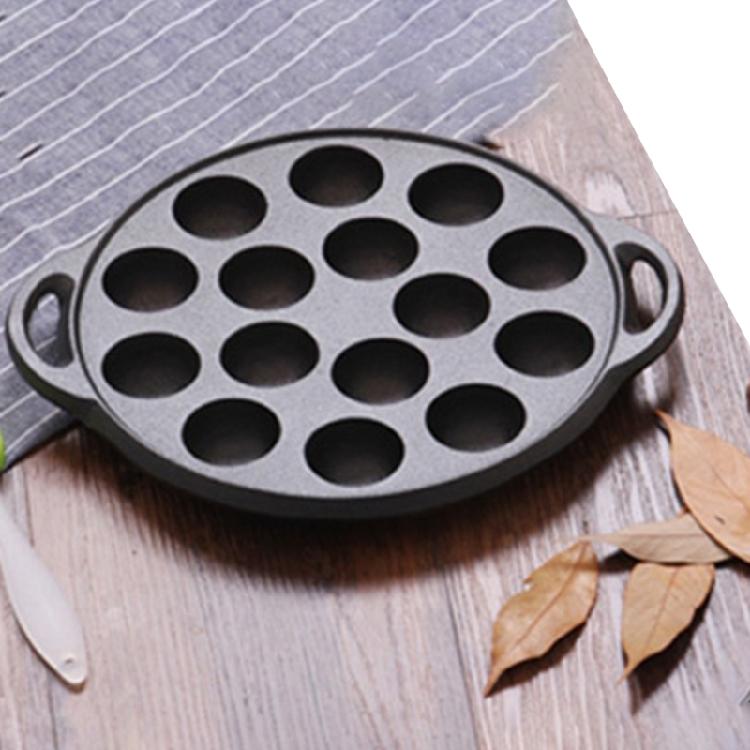 Multipurpose 26x26cm Cast Iron Pancakes Pan Takoyaki Cooking Escargot Plate For Street Food Business Or Family Gathering