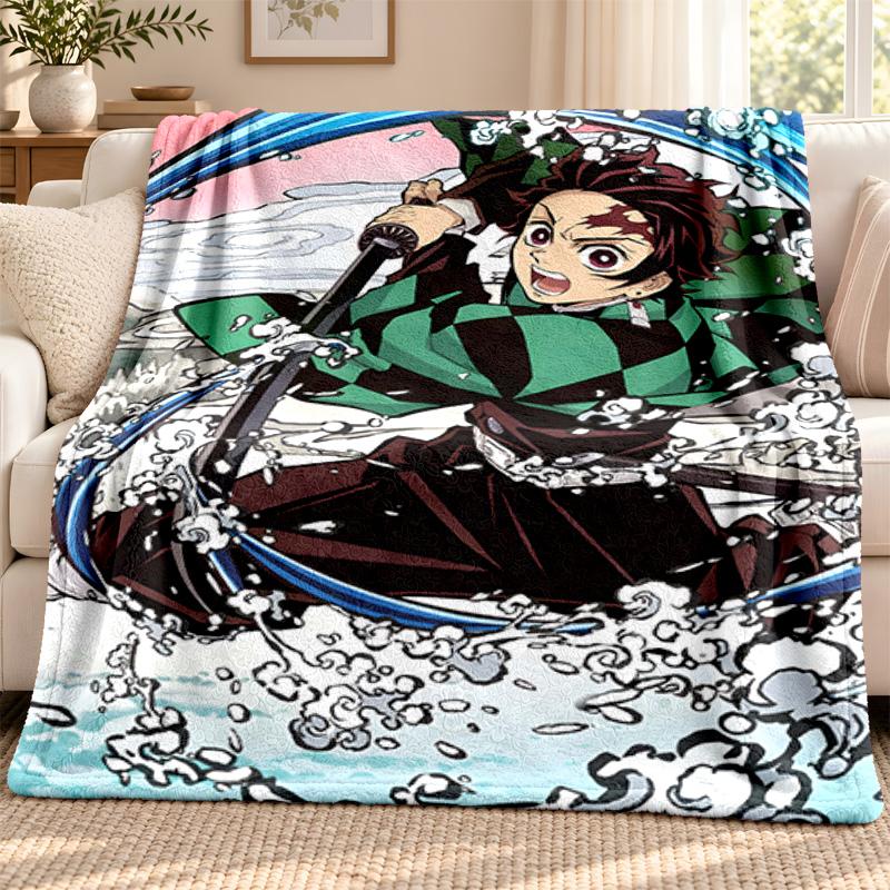 Akaza Demon Slayer blanket Flannel Blanket Soft Cozy Plush Throw for Sofa Bed Lightweight Home Decoration Outdoor camping