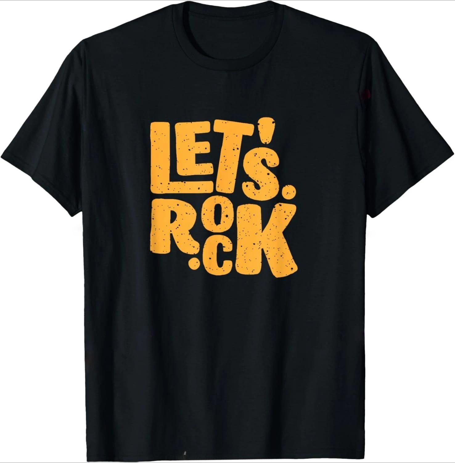 Lets Rock Electric Guitar Music Lover Band Guitarist Retro TShirt Unisex Summer Tshirt Fashion Causal T Shirt Tees S