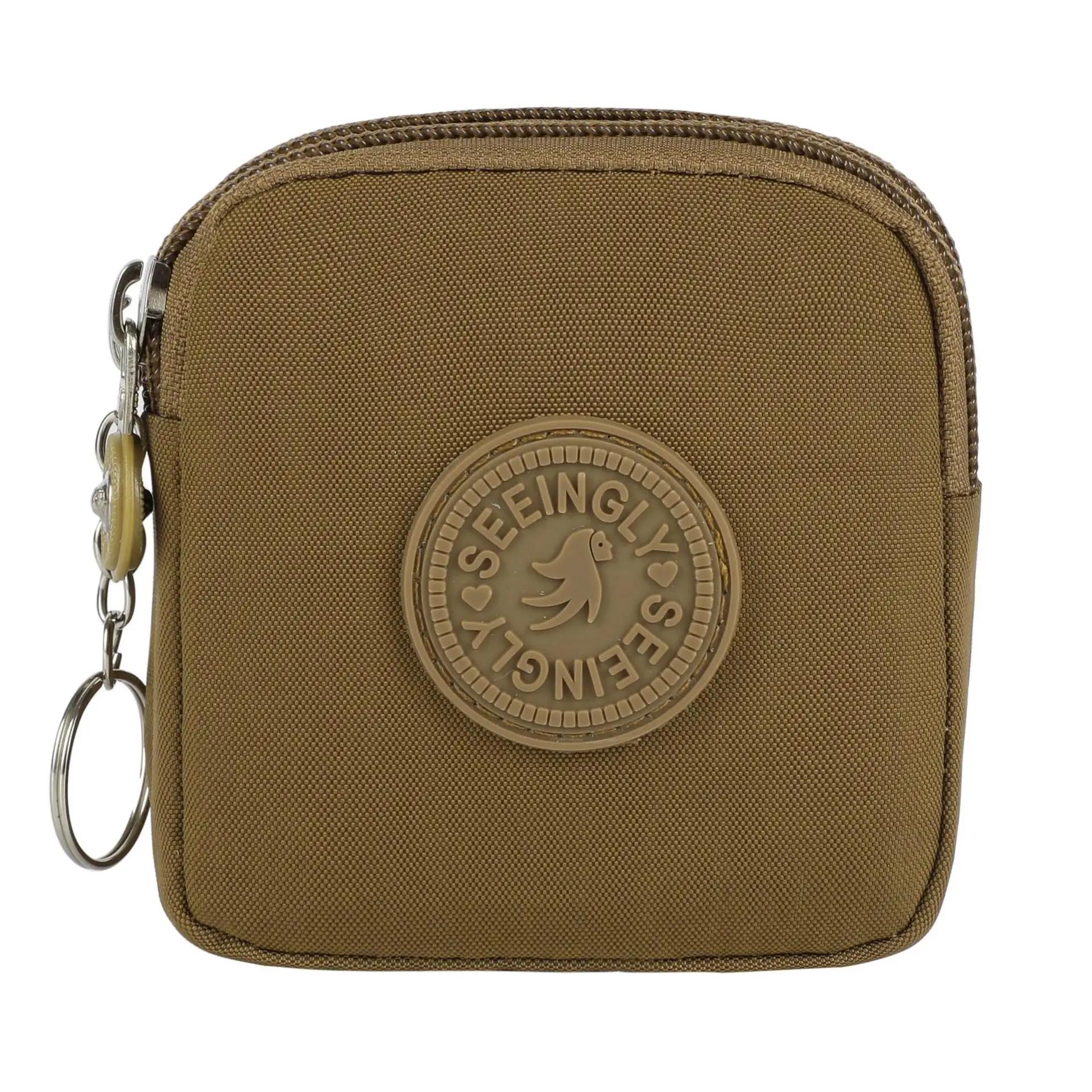 

Cute Solid Color Coin Purse Zipper Wallet Money Bag Women Bank Card Key Earphone Storage Wallet with Key Ring Credit Card Holder коричневий