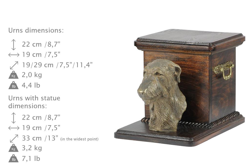 Deerhound, Scottish Deerhound - urn for dog ashes with a statuette, elegant urn for a dog, unique urn with a bust of a dog by Art-Dog brand