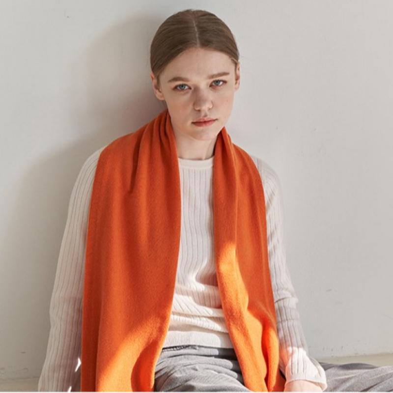 Dal Cashmere Premium Cashmere 100 Knit Muffler Orange