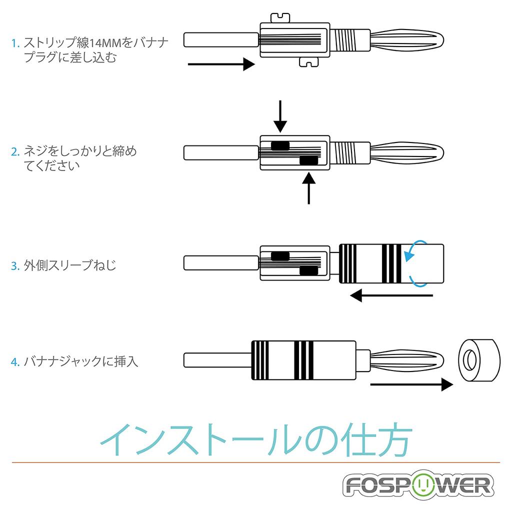 FosPower of 24 12 High Quality Solderless Banana Plug Connector Connection Type 24k Gold Plated Metal Banana Plug Speaker Cable Speaker Wire for Wall