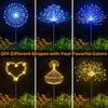 1-6PCS Solar Garden Lights Firework Lights Outdoor Starburst Sparkler 200LED Multicolor For Path Lawn Walkway Patio Yard Parties
