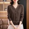 Women's 2025 Spring/Autumn Color Block Knit Sweater – Long Sleeve, Loose Fit, Korean Style