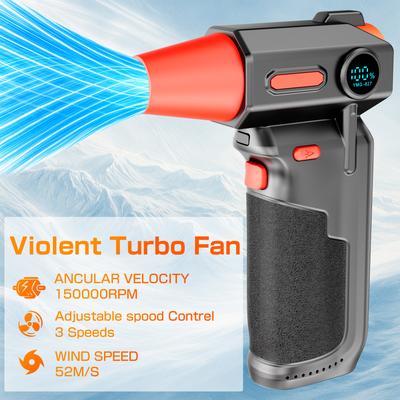 Ventilateur Turbo Jet Dépoussiéreur d'Air Électrique Souffleur d'Air Puissant 150000RPM Rechargeable 3 Vitesses Réglables Outil de Nettoyage Souffleur Portatif Moteur Brushless