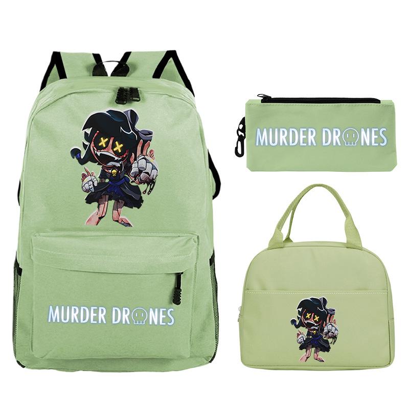 Murder Drones Printed Children's Backpack Pencil Bag Meal Bag Set Large Capacity Student School Bag