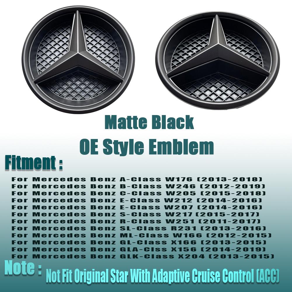 

2025 Hot For Benz Silver Border 3D Mirror Emblem For Mercedes Benz A W176 B W246 C W205 Class Matte Black OE Style Front Grille