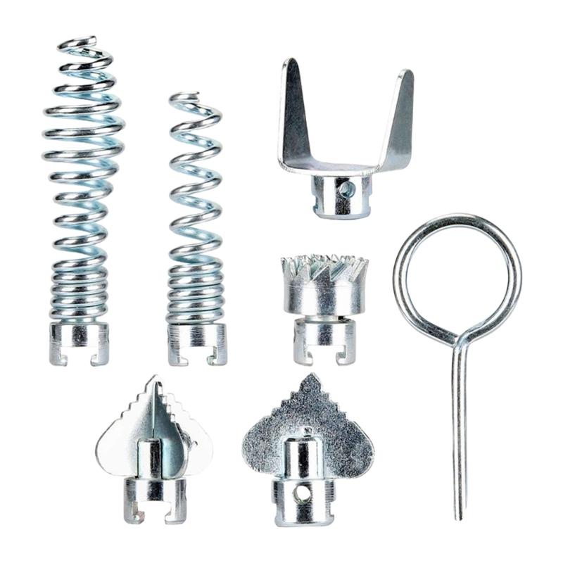 7-teiliges Abflussreiniger Kombinationsschneidkopf Rohreinigungswerkzeugset für effiziente Abflussverstopfungsbeseitigung in Küchen Badezimmern