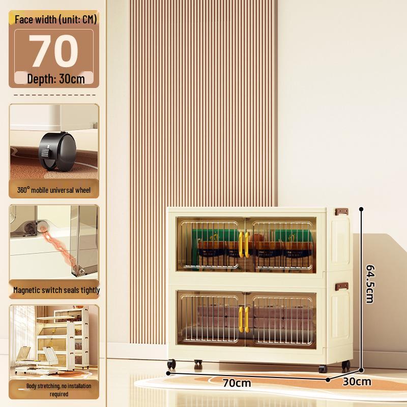 70-90cm No-Install Folding Storage Cabinet for Home, Living Room, Bedroom, Multi-layer Wardrobe, Sundries Organizer.