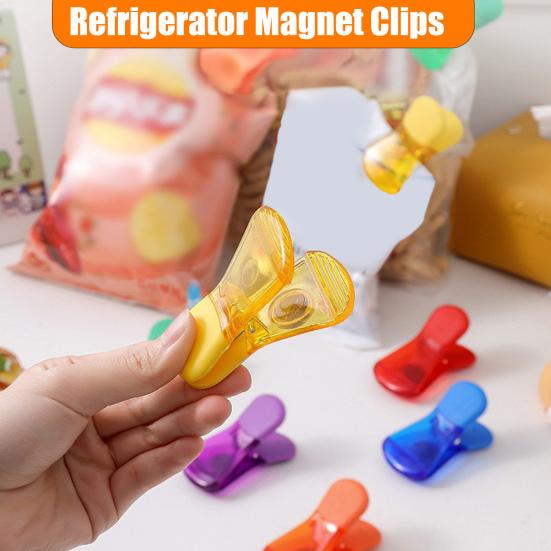 Kitchen Magnetic Clips Set for Fridge Heavy Duty Wide Bag Clip Memo Holder Document Clip for Chips Snacks Storage Bills