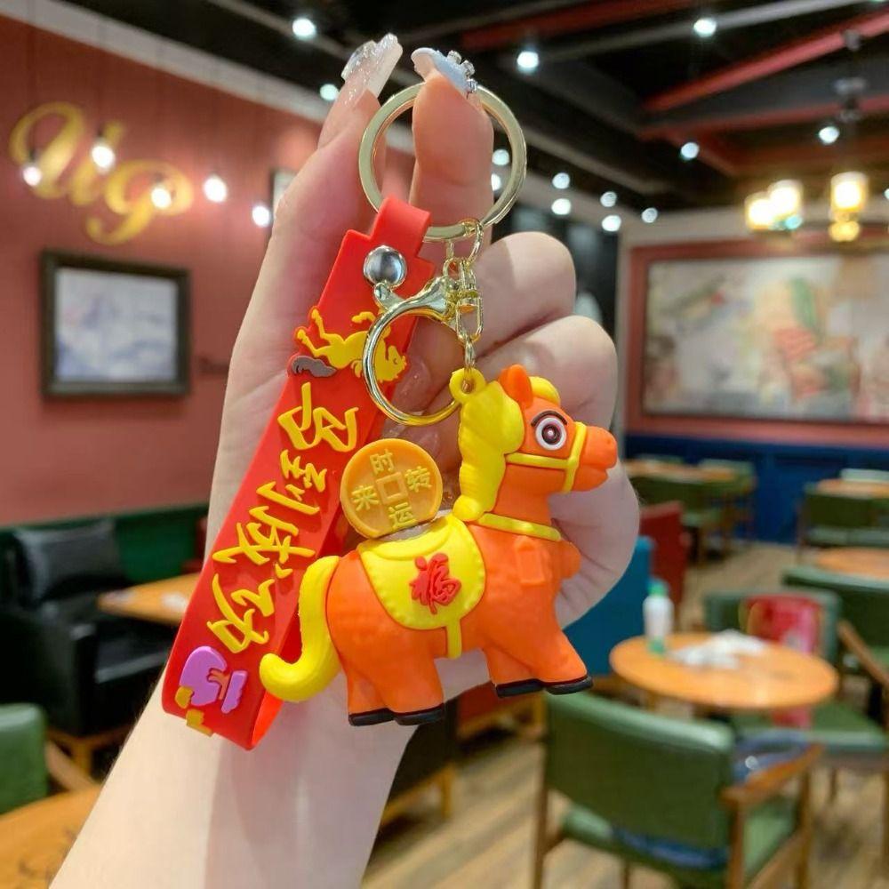 Cartoon Horse Keychain Rotating Pony Doll Zodiac Pony Bag Hanging  Year of The Horse
