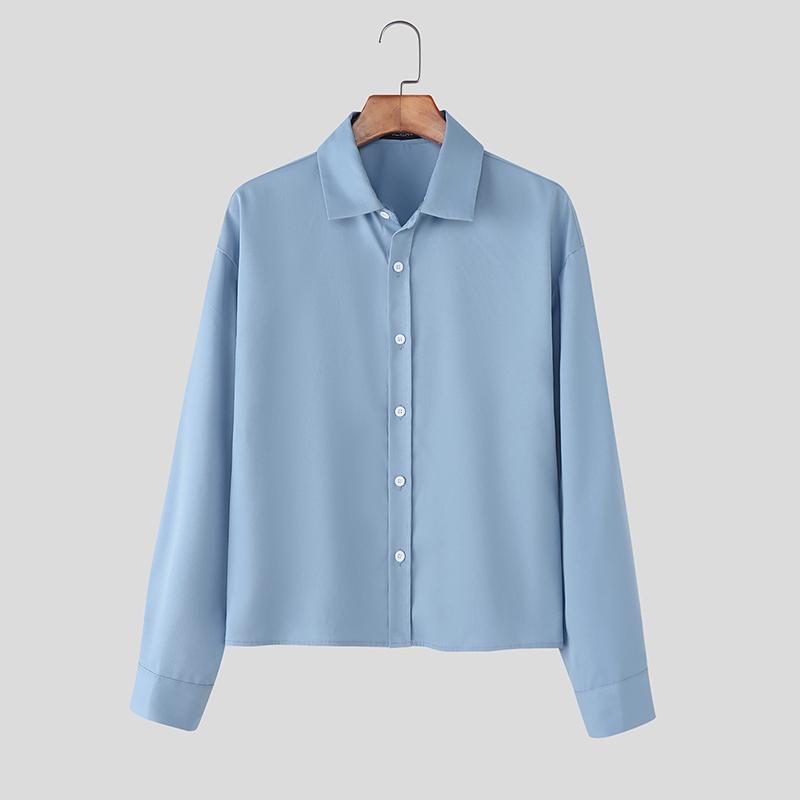 INCERUN Plus Size Men Lapel Long Sleeve Button Down Casual Loose Office Shirts