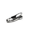 Fashion Square Toe Slingback Flat Shoes Woman Gold/silver Leather Summer Flats Women Cutout Loafers Zapatos De Mujer Ofertas 2025